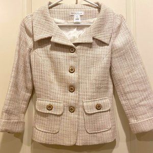 Elegant Cream Tweed Jacket, blazer White House Black Market Size 0